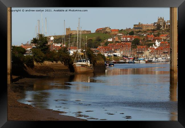 WHITBY LOW TIDE Framed Print by andrew saxton