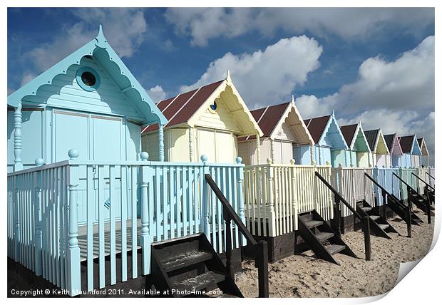Beach Huts At Mersea Island Print by Keith Mountford