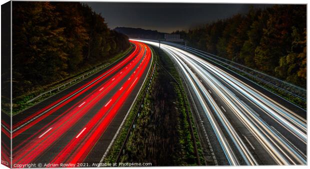 Light Trails on the M25 Canvas Print by Adrian Rowley