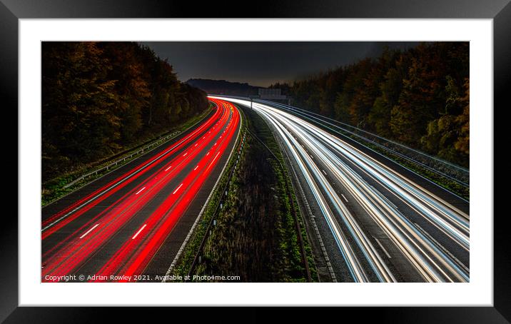 Light Trails on the M25 Framed Mounted Print by Adrian Rowley