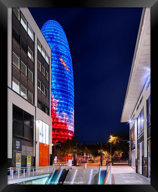 Agbar Tower in Barcelona, Spain at night Framed Print by Luis Pina
