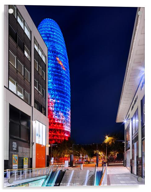 Agbar Tower in Barcelona, Spain at night Acrylic by Luis Pina