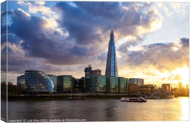 Shard and City Hall in London, England Canvas Print by Luis Pina