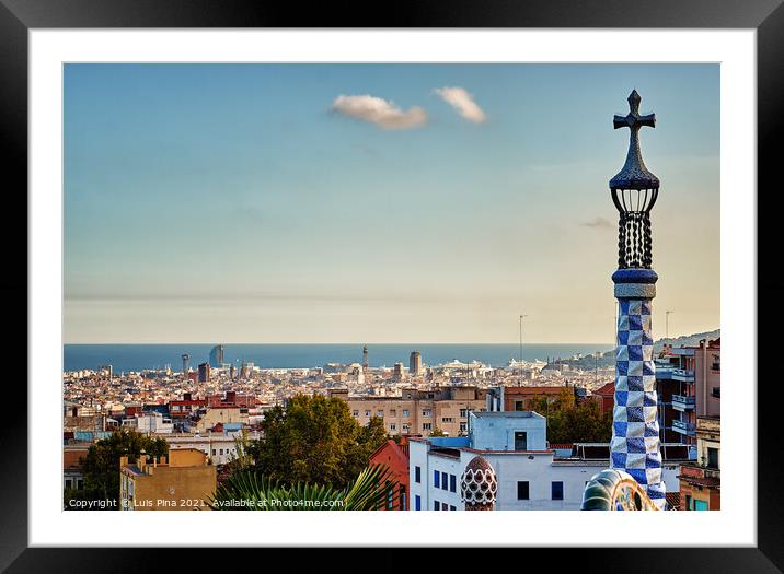 Park Guell Tower Framed Mounted Print by Luis Pina