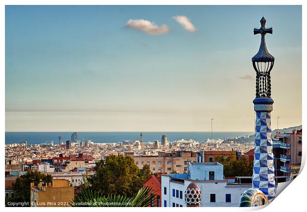 Park Guell Tower Print by Luis Pina