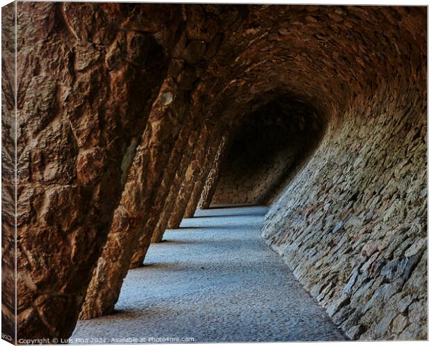 Park Guell Columns in Barcelona, Spain Canvas Print by Luis Pina