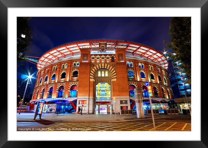 Arenas Barcelona Shopping center at night in Barcelona, Spain Framed Mounted Print by Luis Pina