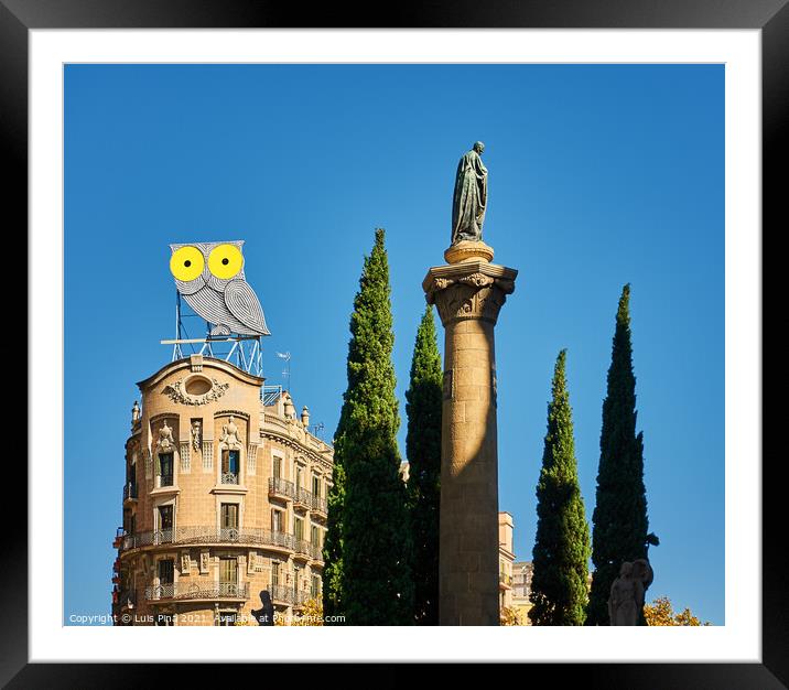 Owl Barcelona Framed Mounted Print by Luis Pina