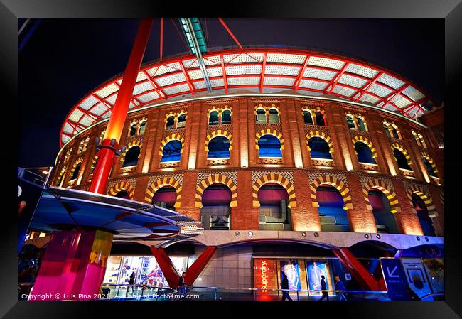 Arenas Barcelona Shopping center at night in Barcelona, Spain Framed Print by Luis Pina