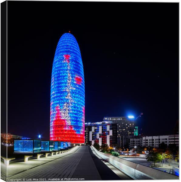 Agbar Tower in Barcelona, Spain at night Canvas Print by Luis Pina
