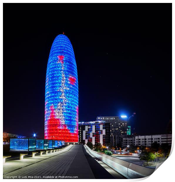 Agbar Tower in Barcelona, Spain at night Print by Luis Pina