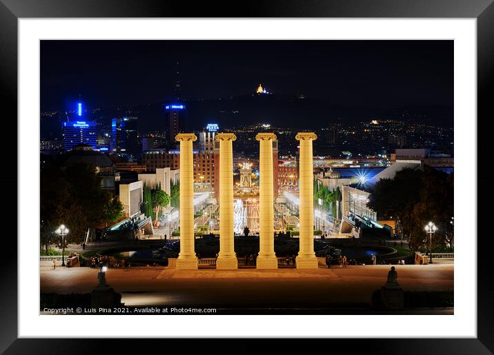 Columns in Montjuic in Barcelona, Spain Framed Mounted Print by Luis Pina