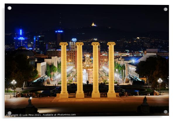 Columns in Montjuic in Barcelona, Spain Acrylic by Luis Pina