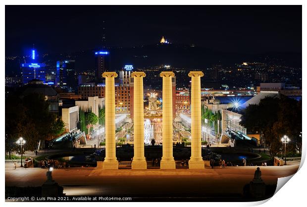 Columns in Montjuic in Barcelona, Spain Print by Luis Pina