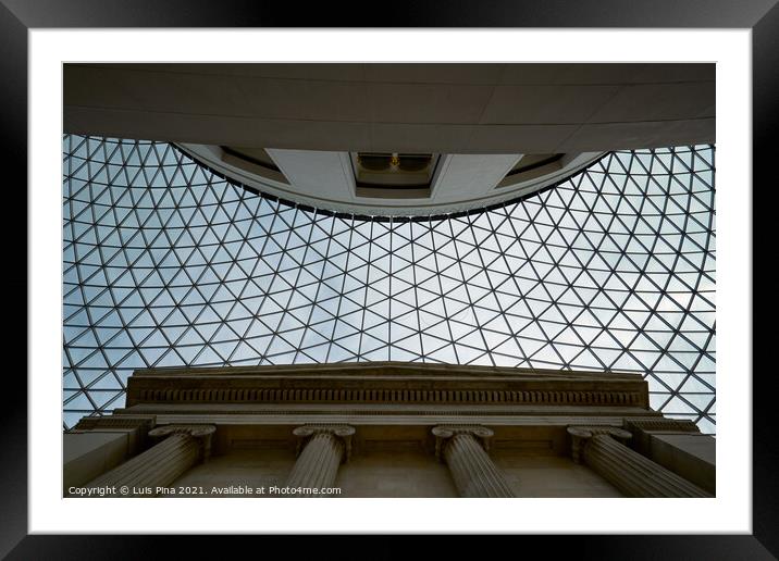 British Museum with tourists in London, England Framed Mounted Print by Luis Pina