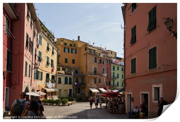 Vernazza Street in Cinque Terre Print by Luis Pina
