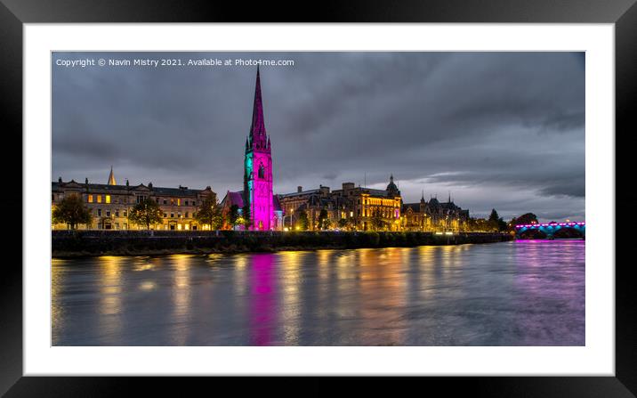 Tay Street Perth Lights   Framed Mounted Print by Navin Mistry