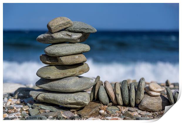 Beach Cairn Print by Chris North