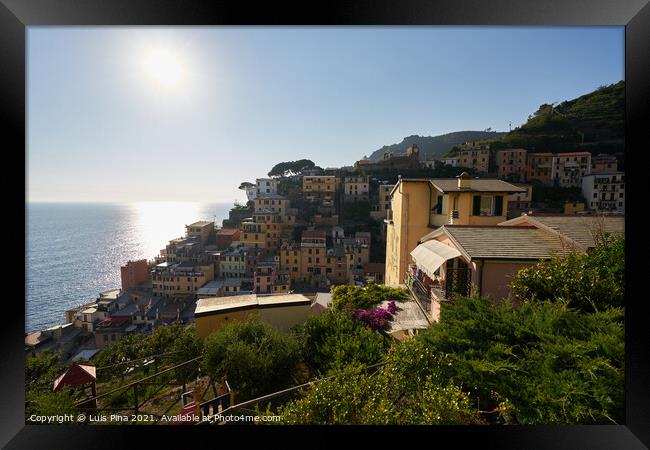 riomaggiore city view, in Italy Framed Print by Luis Pina
