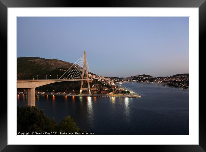 The Franjo Tudman Bridge, Croatia Framed Mounted Print by Sandra Day
