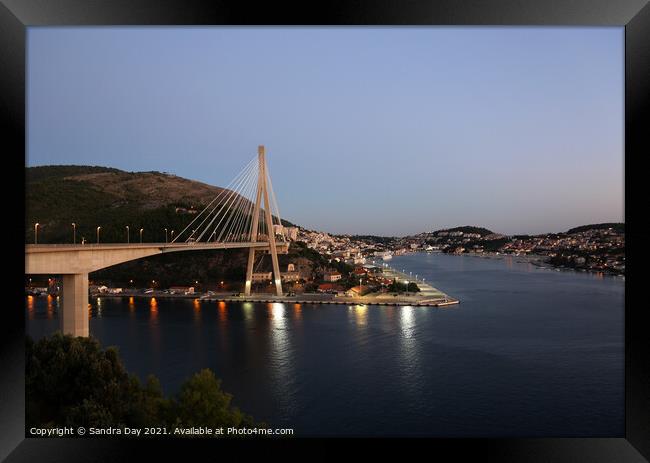 The Franjo Tudman Bridge, Croatia Framed Print by Sandra Day