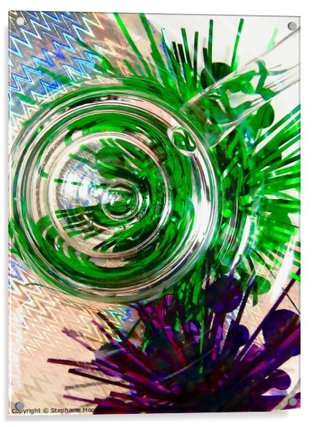 Abstract in Green and Purple Acrylic by Stephanie Moore