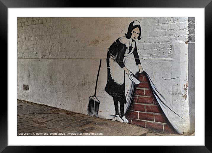 Banksy wall art Framed Mounted Print by Raymond Evans