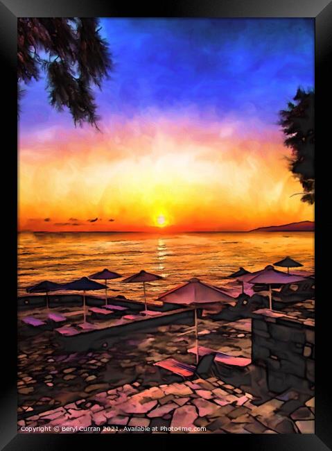 Golden Sunset on the Island of Crete Framed Print by Beryl Curran