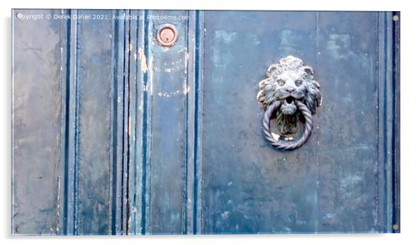 Lions Head Door Knocker Acrylic by Derek Daniel