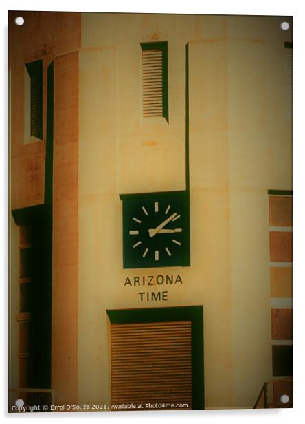 Arizona Time - fine art photograph of the Arizona Clock tower at the Hoover Dam Acrylic by Errol D'Souza