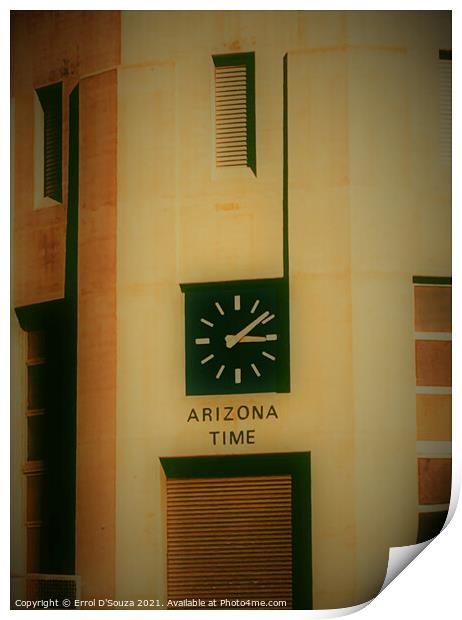 Arizona Time - fine art photograph of the Arizona Clock tower at the Hoover Dam Print by Errol D'Souza