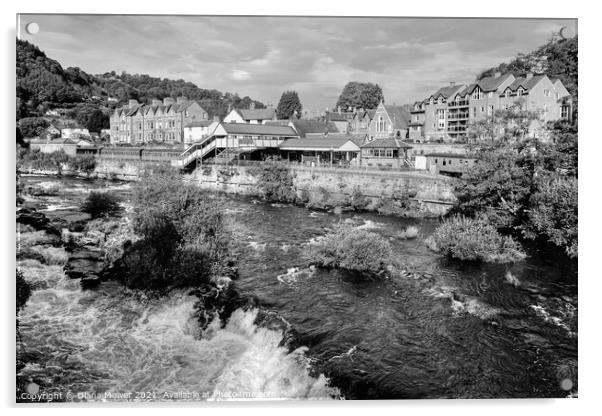 Llangollen River view  monochrome Acrylic by Diana Mower