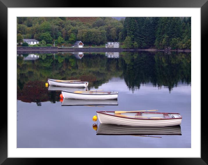 Three rowing boats on Loch Katrine Framed Mounted Print by Christopher Stores