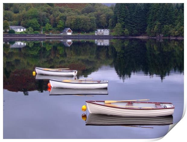 Three rowing boats on Loch Katrine Print by Christopher Stores