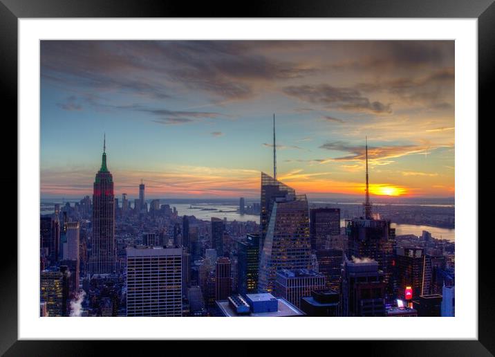 Sunset over New York Framed Mounted Print by Christopher Stores