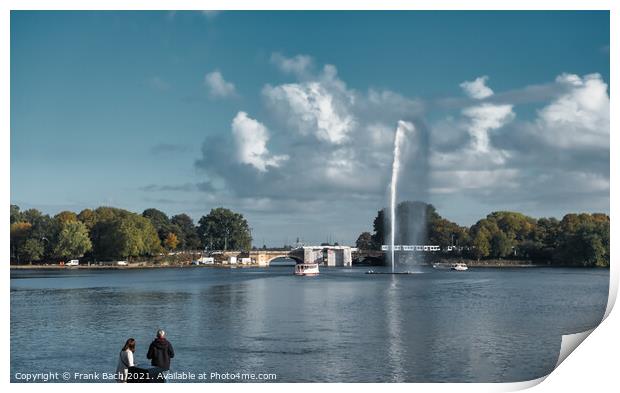 Hamburg Binnenalster lake in the central city, Germany Print by Frank Bach