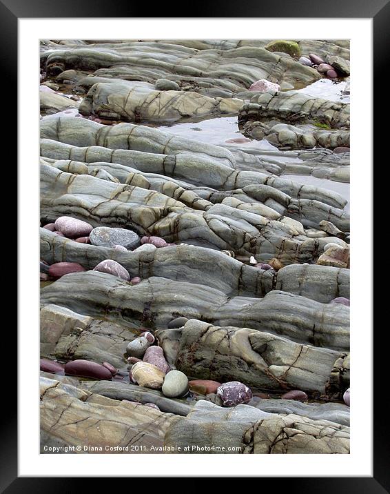 Pembrokeshire Beach Paving Rock Framed Mounted Print by DEE- Diana Cosford