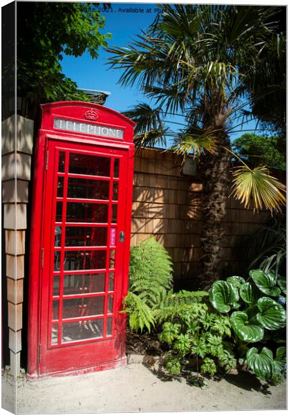  Heligan's telephone box Canvas Print by kathy white