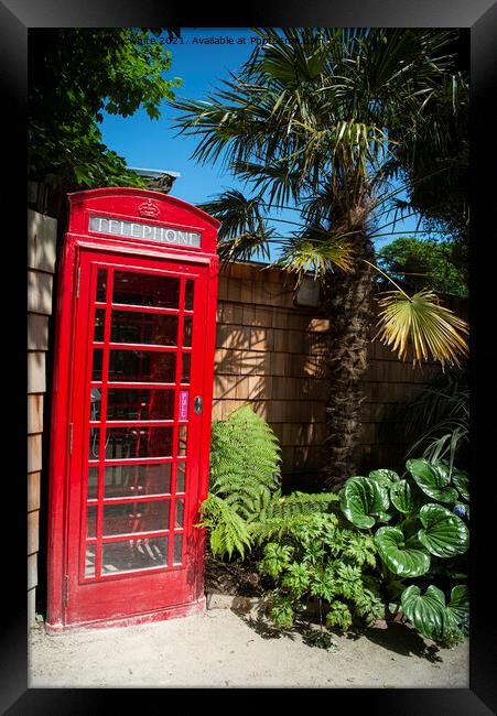  Heligan's telephone box Framed Print by kathy white