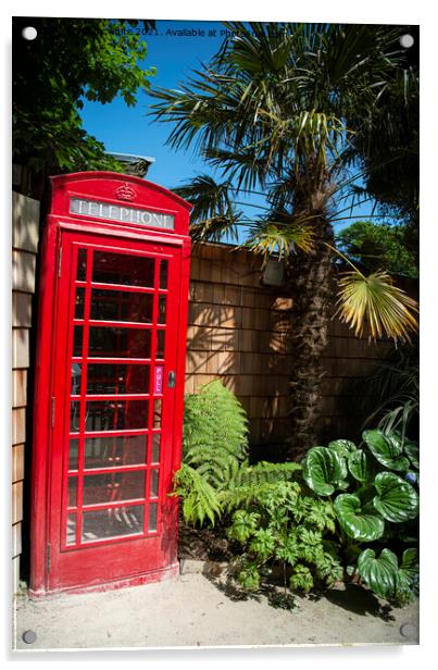  Heligan's telephone box Acrylic by kathy white