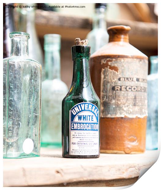 Old Bottles Print by kathy white