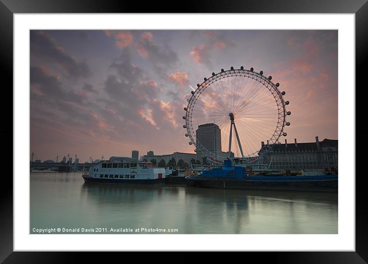 London Eye Sunrise Framed Mounted Print by Donald Davis