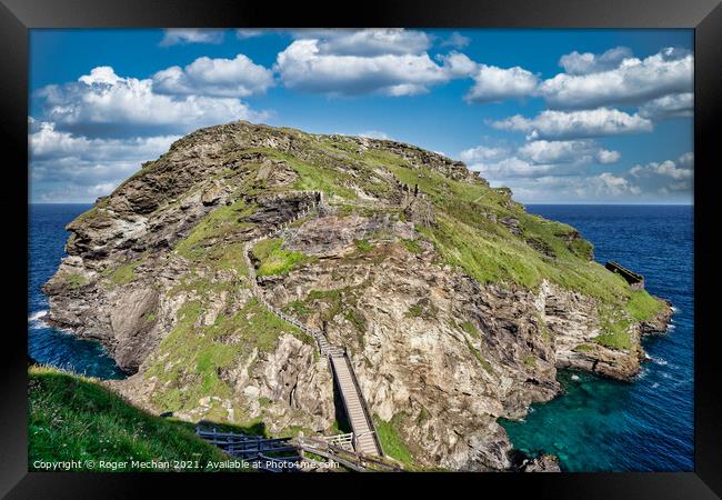 Tintagel Castle: A Breath-taking View Framed Print by Roger Mechan