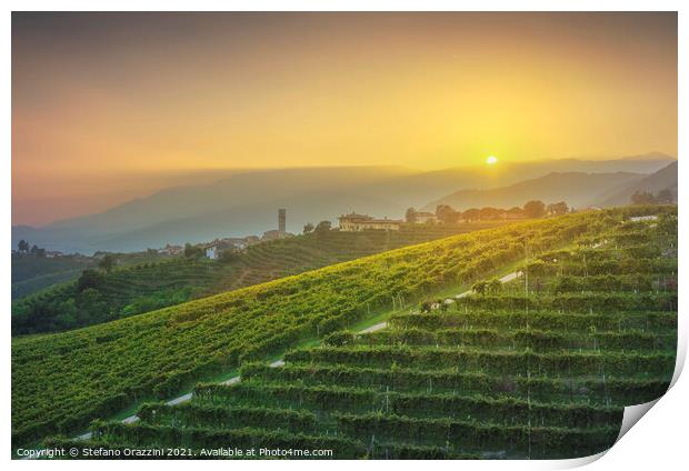Prosecco Hills, vineyards and San Pietro di Barbozza village. Print by Stefano Orazzini