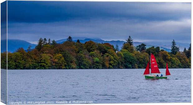 Sailing on Lake Windermere  Canvas Print by Phil Longfoot