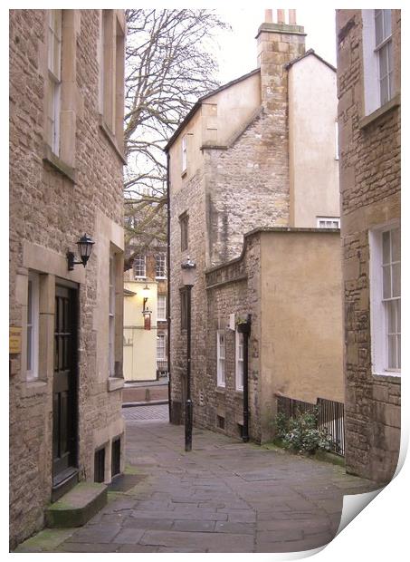 A Dickensian street in Bath. Print by Heather Goodwin