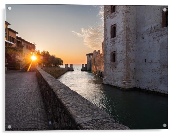 Scaligero Castle in Sirmione on Lake Garda, Italy at Sunrise Acrylic by Dietmar Rauscher
