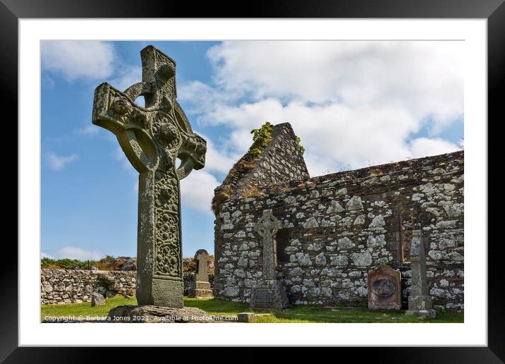 Kildalton Church Ruin and Celtic Cross Islay   Framed Mounted Print by Barbara Jones