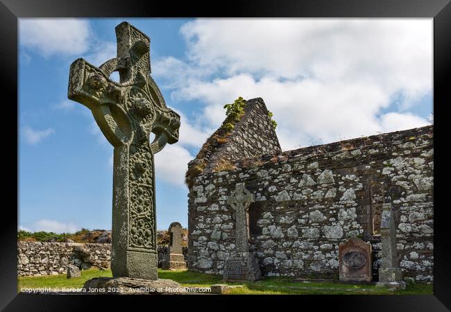 Kildalton Church Ruin and Celtic Cross Islay   Framed Print by Barbara Jones