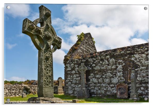 Kildalton Church Ruin and Celtic Cross Islay   Acrylic by Barbara Jones
